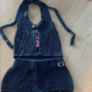 Edikted Navy Knit Sweater Set